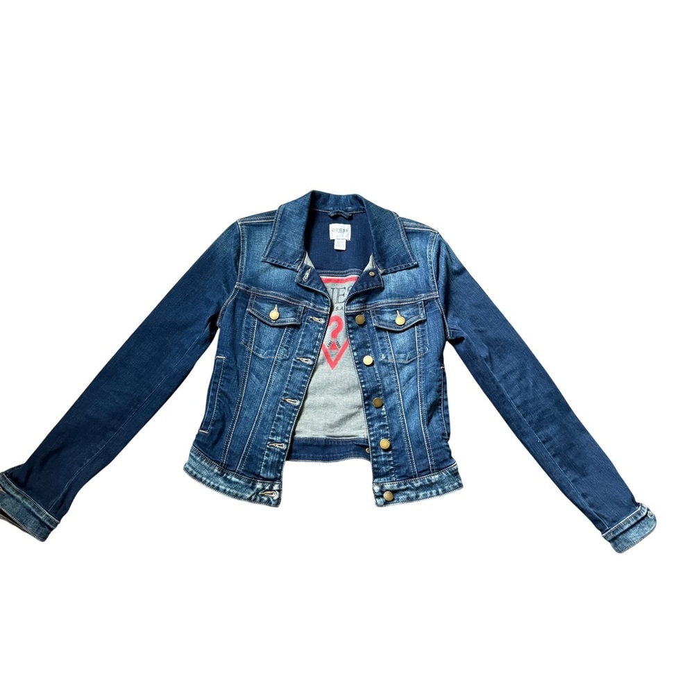 GUESS DENIM JACKET BLUE TRUCKER STYLE XS WOMENS